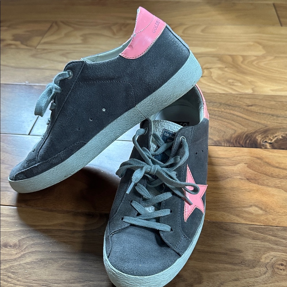 Golden Goose Superstar size 38.  Euc grey suede and pink accents. - Picture 2 of 10